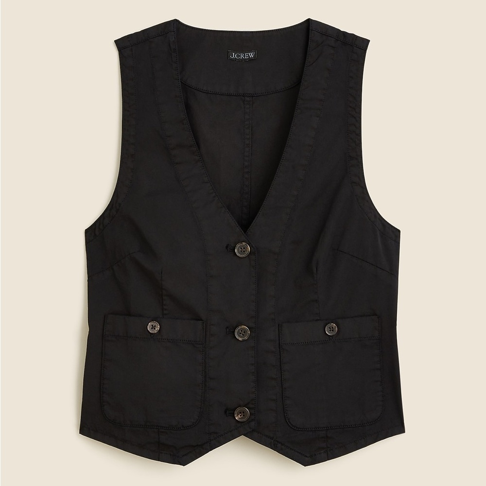J. Crew Black Button-Front Cotton Vest